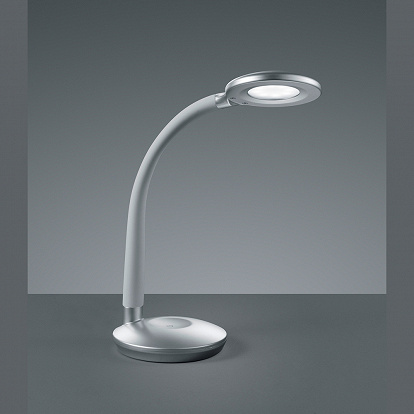 Moderne dimmbare Tischlampe auch als Schreibtischleuchte in Silber mit Led  