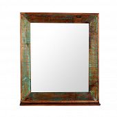 Rahmenspiegel mit Ablagebord in braun lackiert aus massivem Holz in Schreiber Qualität