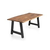 Tisch mit Fuss aus Metall Länge 140 cm Akazienholz natur gewachst