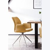 Esszimmerstuhl mit Drehfunktion und Armlehnen in gelb Design Möbel