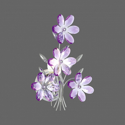 Wandlampe mit lila Blüten