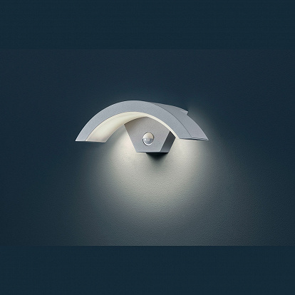 Wandlampe LED Bewegungsmelder Baldachin grau