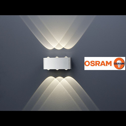 Wandleuchte mit hochwertigen Led Leuchtdioden von Osram sechs Lichter Aluminium Optik 