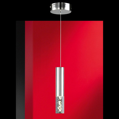 Glaslampe Zylinder mit bubble Bläschen als optisches highlight plus led Lampen