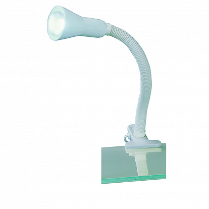 Weisse Klemmleuchte mit flexiblem Lampenarm für LED Leuchtmittel Fassung E14 auch dimmbar 