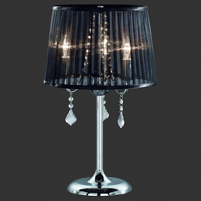 Dekorative Tischlampe mit Textilschirm Organza & Schmuck-Behang