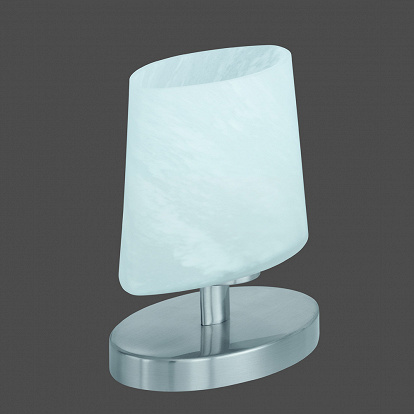 Zierliche Nachttisch Lampe mit weissem Opal Glas für dimmbare Leuchtmittel Fassung G9 