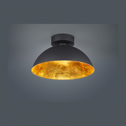 Deckenlampe in gold mit schwarz für E27 Fassung für Led Leuchtmittel dimmbar 