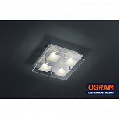 Deckenleuchte mit 4 OSRAM LED glas/chrom