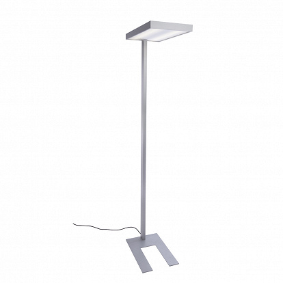 Bürostandleuchte mit starkem Licht auf LED Basis in silber und Höhe 195 cm 