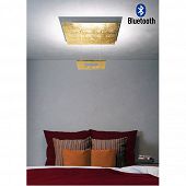 Smarte Deckenlampe in Quadratischer Form mit echtem Blattgold belegt und LED Dimmer verbaut