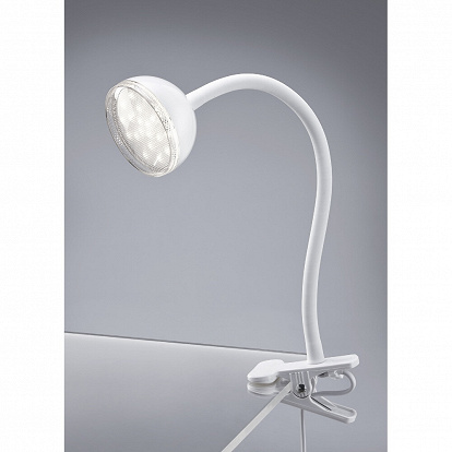 LED- Tischlampe flexibel mit Tischklemme weiss