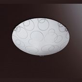 Runde Deckenlampe mit leicht gebogenem Glasschirm mit feiner Musterung für Lampen E27 austauschbar