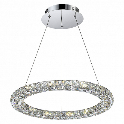 elegante LED Hängeleuchte in Chrom und Kristall