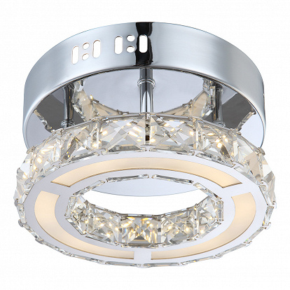 dekorative LED Deckenlampe in Chrom, Kristall und Acryl