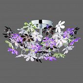 Schöne Deckenlampe mit dekorativen Blüten in vielen Farben runde Form günstig 