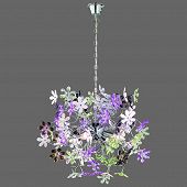 Flower Power Hängeleuchter mit schönen bunten Blüten Dekorationen und E14 Leuchten Fassung 