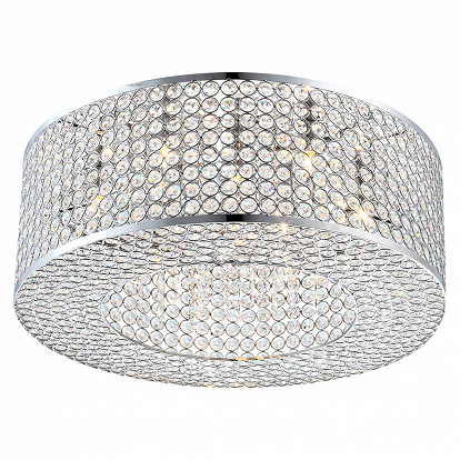 elegante LED Deckenlampe in Chrom und Kristall
