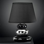 Keramik- Tischlampe, schwarz und silberfarbig-Bild-1