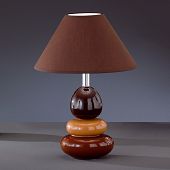 Keramik- Tischlampe, braun und beige