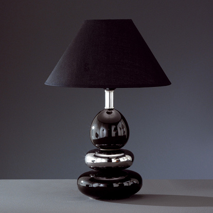 Keramik- Tischlampe, schwarz und chrom 39 cm