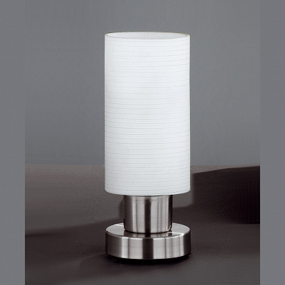 Tischlampe für Fassungen E14 silberfarben mit Opal Glas Leuchtenschirm