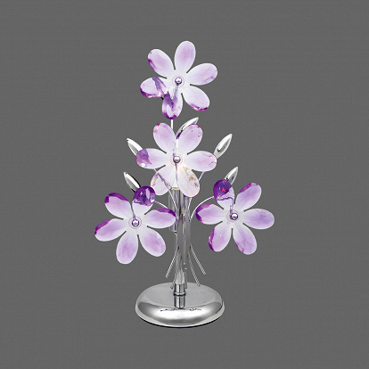 Tischlampe mit lila Blüten