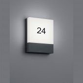 Wandlampe mit Hausnummer Zahlen inclusive in grau anthrazit und Led Licht Schutznorm IP54 