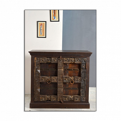 Kommode in braun lackiert mit zwei Türen aus Altem Holz vom Schreiner gefertigt 100 cm Breit 