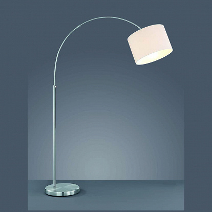 Bogenlampe Höhe 215 cm für LED Lampen dimmbar Fassung E27 Stoffschirm weiss 