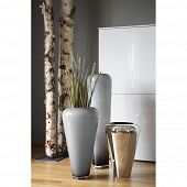Schlanke Bodenvase in Grau runde Form mit Stil in 90 cm Höhe