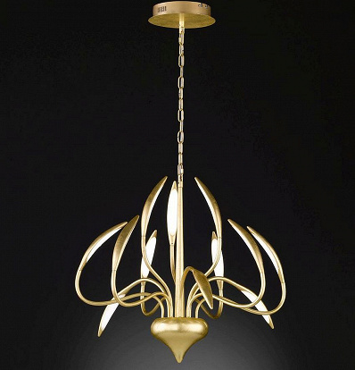 Opulente LED Hängelampe & moderner Kronleuchter in matt gold
