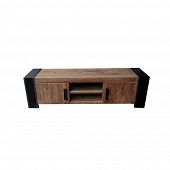 Lowboard aus Holz in elegantem Stil als TV Schrank in braun schwarz lackiert Naturmöbel