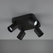 Schwarzer Spot mit vier Brennstellen für gutes Raumlicht mit LED