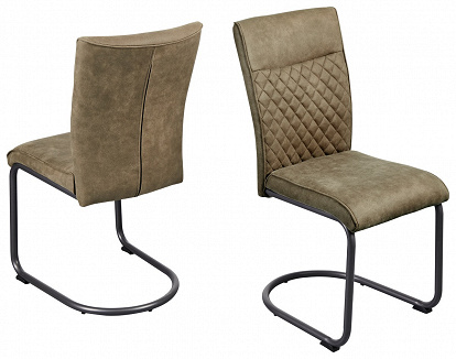 Freischwinger Stuhl in grünem Vintage Look Bezug Mikrofaser Gestell schwarz