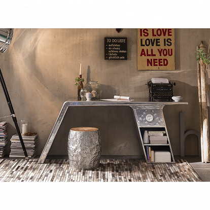 Schreibtisch in modernem Loft-Design Breite 150 cm in silber Farben lackiert ALU 