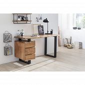 Schreibtisch aus massiver Akazie mit 3 Schubladen Breite 147 cm modernes Design 