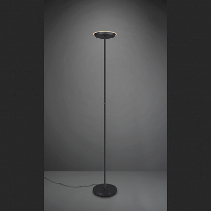 Schöner und preiswert Standfluter schwarz mit Leuchtenkopf zum Neigen und dimmbarem LED Licht
