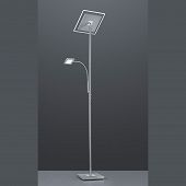 Dimmbare Stehlampe mit Zusatz Leselicht mit starkem LED Leuchtmittel in silber Höhe 182 cm 