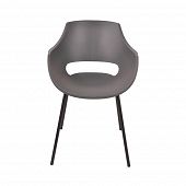 Grauer Sitzschalenstuhl mit schwarzfarbenem Gestell im 2er-Set