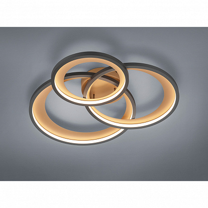 Gold Schwarze Lampe im Ringe Design mit dimmbarem Licht per Lichtschalter und Led Technik 