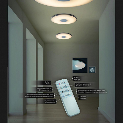 LED-Deckenleuchte, Dimmer, Fernbedienung, Sternenhimmel, 42 cm x 42 cm
