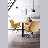 Drehstuhl mit Armlehnen Stoffbezug gelb für Ihr Esszimmer 