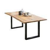 Massiver Holztisch für Küche und Esszimmer aus Eichenholz Länge 220 cm mit 4 cm starker Holzplatte