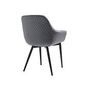 Günstiger Designer Stuhl mit Armlehnen in Samt grau mit Gestell schwarz